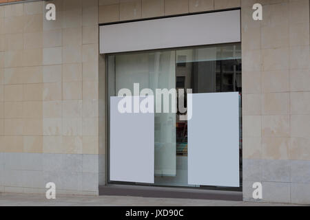 Blank billboards in an office showcase, for free advertisement Stock Photo