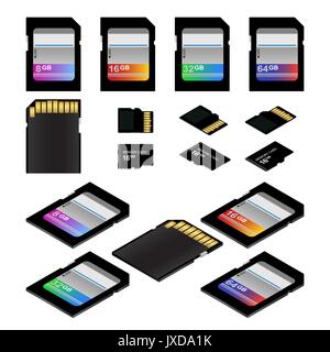 SD and Micro SD memory flash cards vector illustration Stock Vector