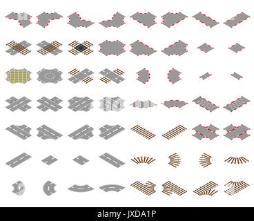 Isometric road and highway vector elements for city map creation. Road ...
