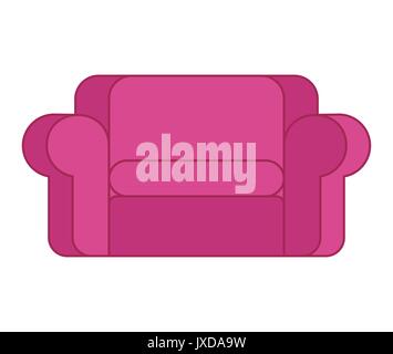 Pink sofa isolated. Large soft pink couch on white background Stock Vector