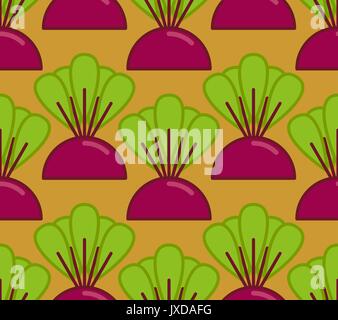 Beets grow seamless pattern. Vegetable on garden background Stock Vector