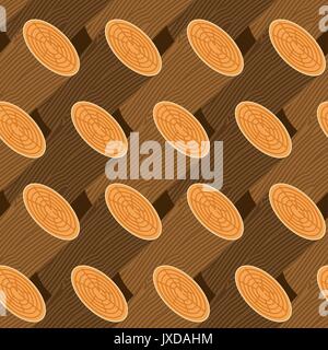log seamless pattern. Wooden billet background. Woodpile Ornament Stock Vector
