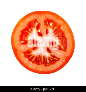 Top view on red tomato slice isolated on white background Stock Photo