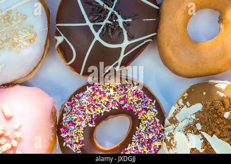 Selection of Fried Donuts or Doughnuts Stock Photo