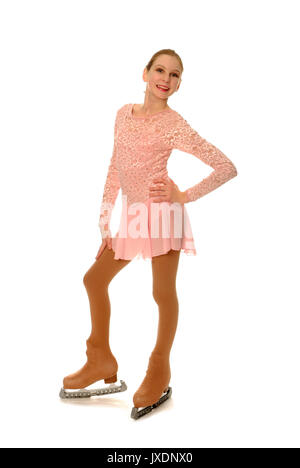 Happy Figure Skater in Performing Costume Stock Photo