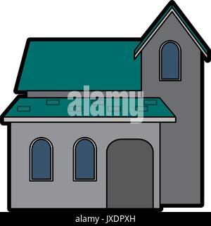 traditional house swiss architecture style isolated on white background Stock Vector