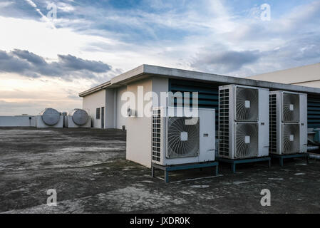 Air conditioning systems on a rooftop Stock Photo