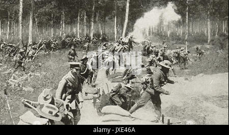 Ghurkas 2nd line securing a German Trench, WW1 Stock Photo