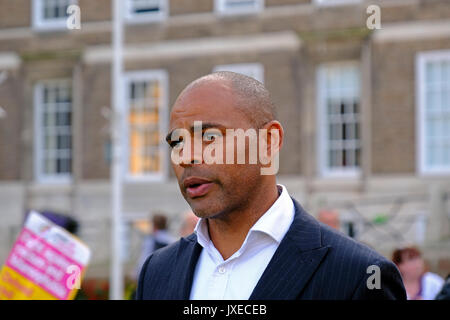 Bristol, UK. 15th August, 2017. The Mayor of Bristol, Marvin Rees, speaks at a vigil to mark the death of Heather Heyer, who was killed while attending an anti-fascist demonstration in Charlottesville, Virginia, USA. Keith Ramsey/Alamy Live News Stock Photo