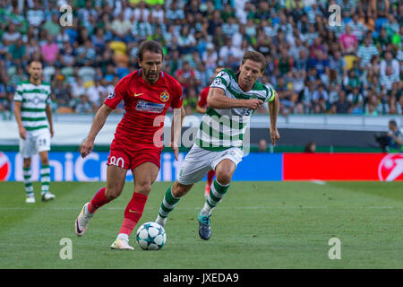 Lisbon, Portugal. 15th Aug, 2017. Steauas forward from Romania Denis Alibec  (7) in action during the game Sporting CP v FC Steaua Bucuresti Credit:  Alexandre Sousa/Alamy Live News Stock Photo - Alamy