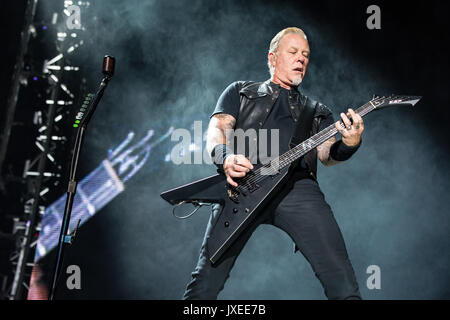 Vancouver, CANADA. 14th Aug, 2017. American heavy metal band Metallica perform during their 'WorldWired' tour at BC Place Stadium in Vancouver, BC, CANADA. Credit: Jamie Taylor/Alamy Live News. Stock Photo