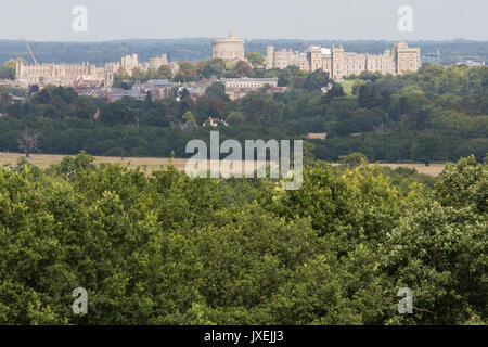 Windsor, UK. 16th August, 2017. A view of Windsor Castle from Snow Hill within the Deer Park at Windsor Great Park. Credit: Mark Kerrison/Alamy Live News Stock Photo