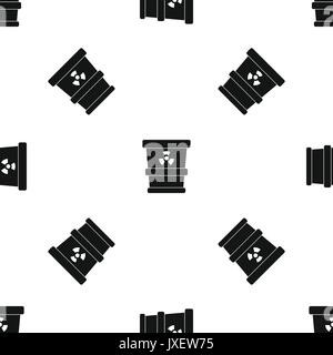 Trashcan containing radioactive waste pattern seamless black Stock Vector