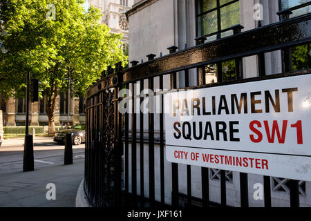 Street sign for Parliament Square in London Stock Photo