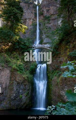 Tri Level Multnomah Falls in Oregon Stock Photo