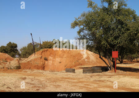 Rustenburg, South Africa - JUNE 17, 2017: National Extreme Modified 4x4 Vehicle Championship. Sand mountain from dugout at 4x4 circuit with no cars on Stock Photo