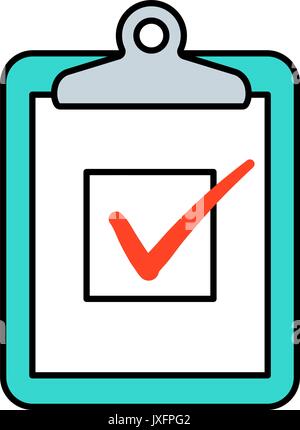 Cartoon checklist with red check marks and blank copy space on ...