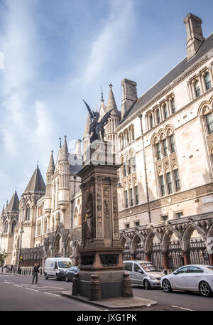 City of London Dragon and The Royal Courts of Justice Strand London WC2 Stock Photo