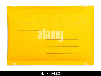 Yellow Padded Envelope with Copy Space Isolated on White Background. Stock Photo