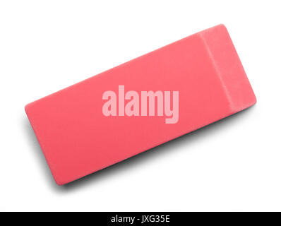 Pink Eraser Top View Isolated on White Background. Stock Photo
