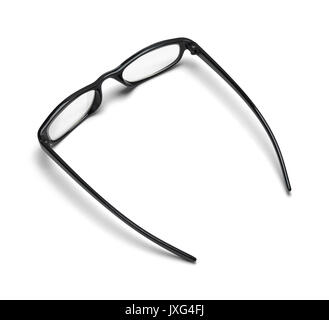 Eye Glasses Frames Resting Flat Isolated on White Background. Stock Photo
