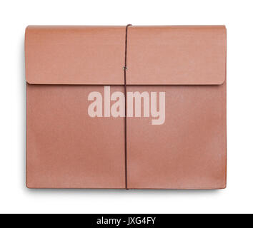 Top View of Large Expanding File Folder Isolated on White Background. Stock Photo