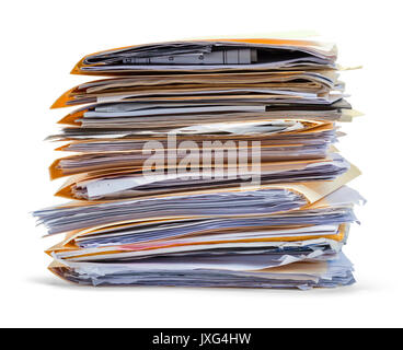 Files Stacked Side View Isolated on White Background. Stock Photo