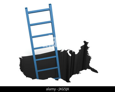 Blue ladder out of USA map, 3D rendering Stock Photo