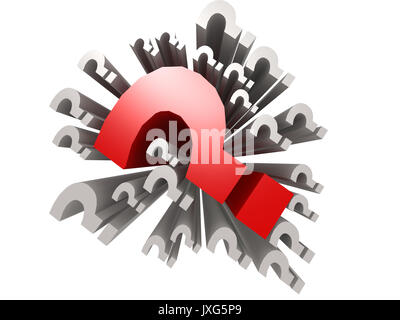 Red question mark on white background, 3D rendering Stock Photo
