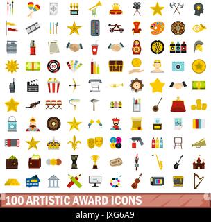 100 artistic award icons set, flat style Stock Vector Image & Art - Alamy