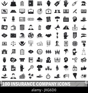 100 insurance company icons set, simple style  Stock Vector