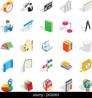 Teacher icons set, isometric style Stock Vector