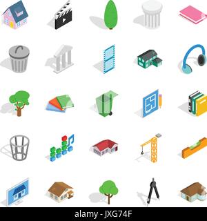 Excellent house icons set, isometric style Stock Vector