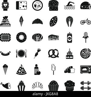 Calories icons set, simple style Stock Vector