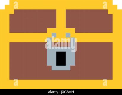 colorful pixelated treasure chest with padlock Stock Vector