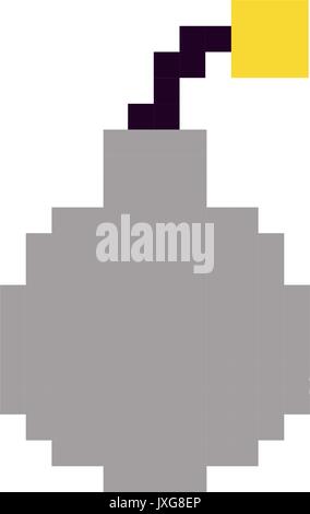colorful pixelated bomb ready to explode Stock Vector