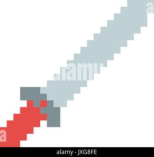 colorful pixelated sword element to fight Stock Vector