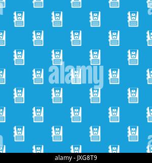 Dictaphone pattern seamless blue Stock Vector