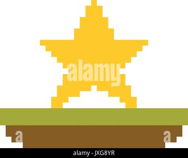 colorful pixelated yellow star in meadow Stock Vector