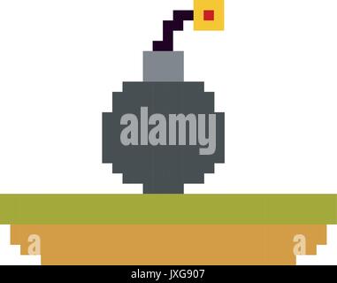 colorful pixelated bomb in meadow Stock Vector