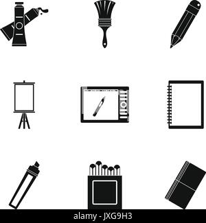 Designer equipment icons set, simple style Stock Vector