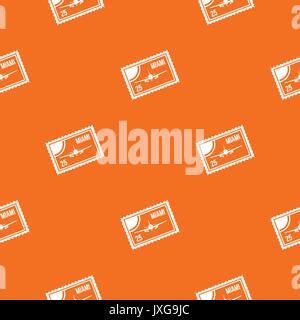 Stamp with plane and text Miami inside pattern seamless Stock Vector