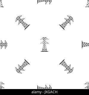 High voltage tower pattern seamless black Stock Vector