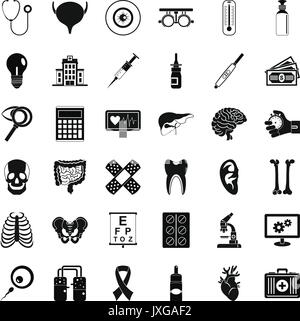 Diagnostic icons set, simple style Stock Vector