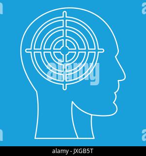 Head with crosshair icon, outline style Stock Vector