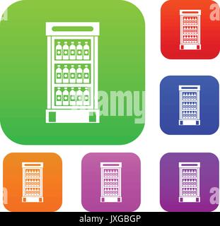 Fridge with refreshments drinks set collection Stock Vector