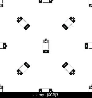 Alkaline battery pattern seamless black Stock Vector