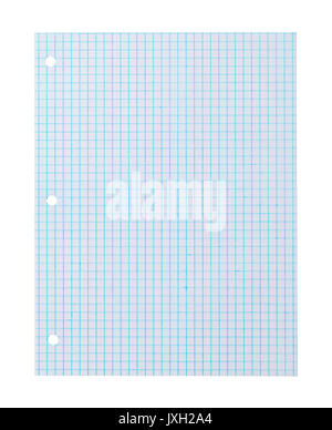 Blue Graph Paper Isolated on White Background. Stock Photo