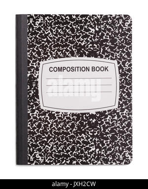 Black and White Composition Book Isolated on White Background. Stock Photo