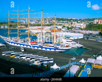 Fort-de-France, Martinique - February 08, 2013: The ships in the harbour, Caribbean Stock Photo